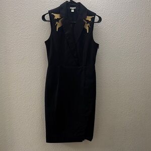 Black Dress with Gold Embroidery